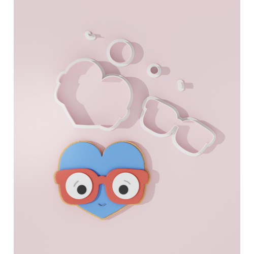 School – Boy Heart with Glasses Cookie Cutter