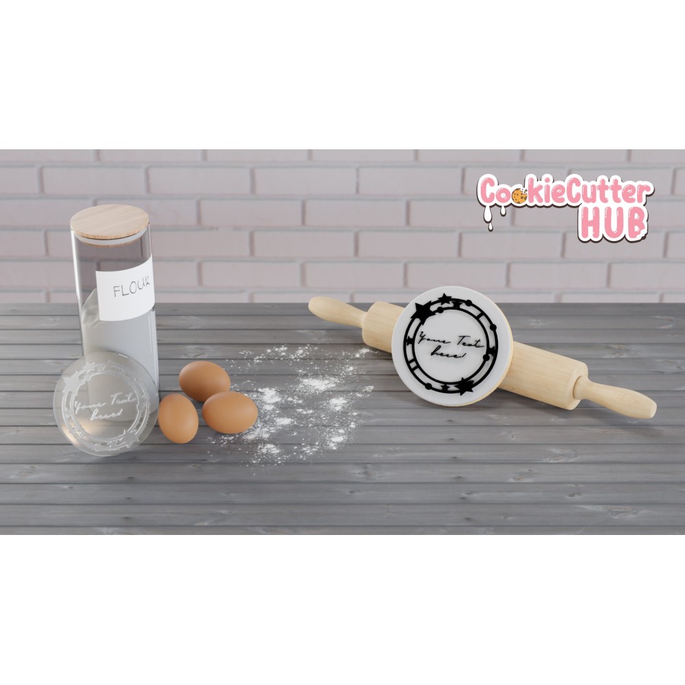 Circle Wreath With Stars Custom Embosser Stamp