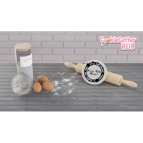 Circle Wreath With Stars Custom Embosser Stamp