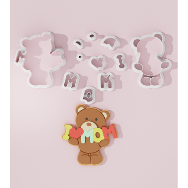 Mother’s Day – I Love Mom Bear Cookie Cutter