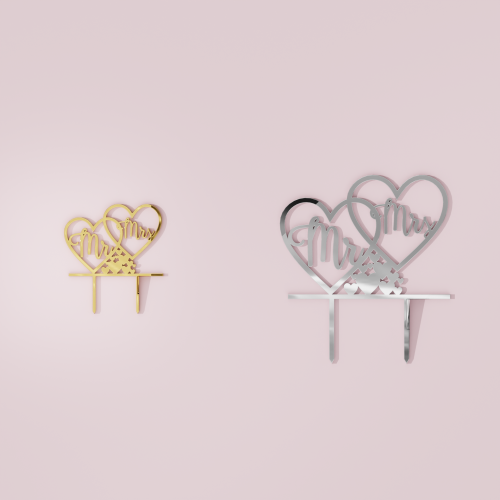 Μr & Μrs Heart Cake Topper