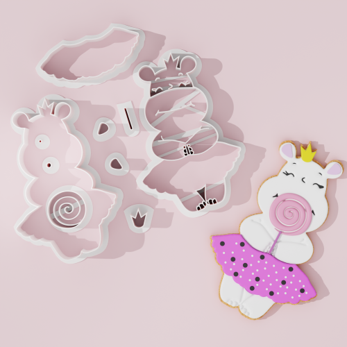 Cute Hippo Girl Cookie Cutter