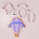 Hot Air Balloon with Banner Cookie Cutter