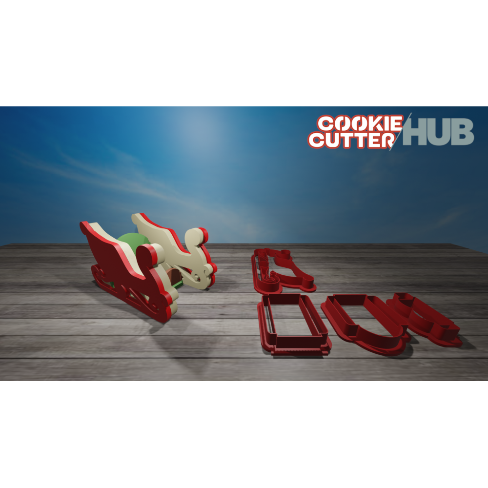 3D Christmas Sleigh Cookie Cutter Set