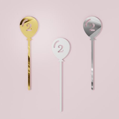 Birthday Ballon No.2 Cake Pop Acrylic Sticks