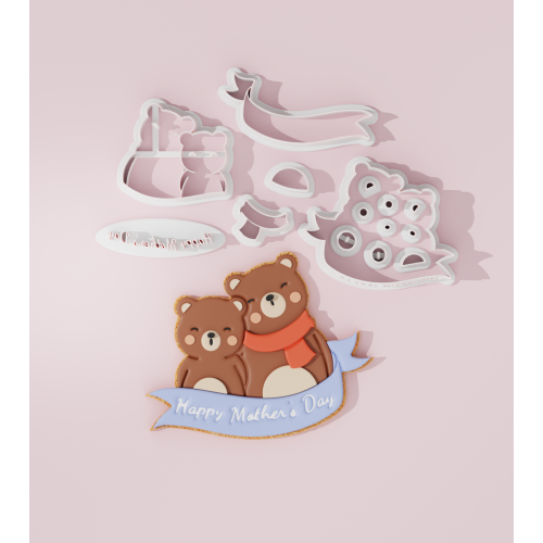 Mother’s Day – Bear Mom with Banner Cookie Cutter