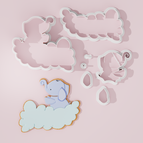 Elephant with Cloud Cookie Cutter