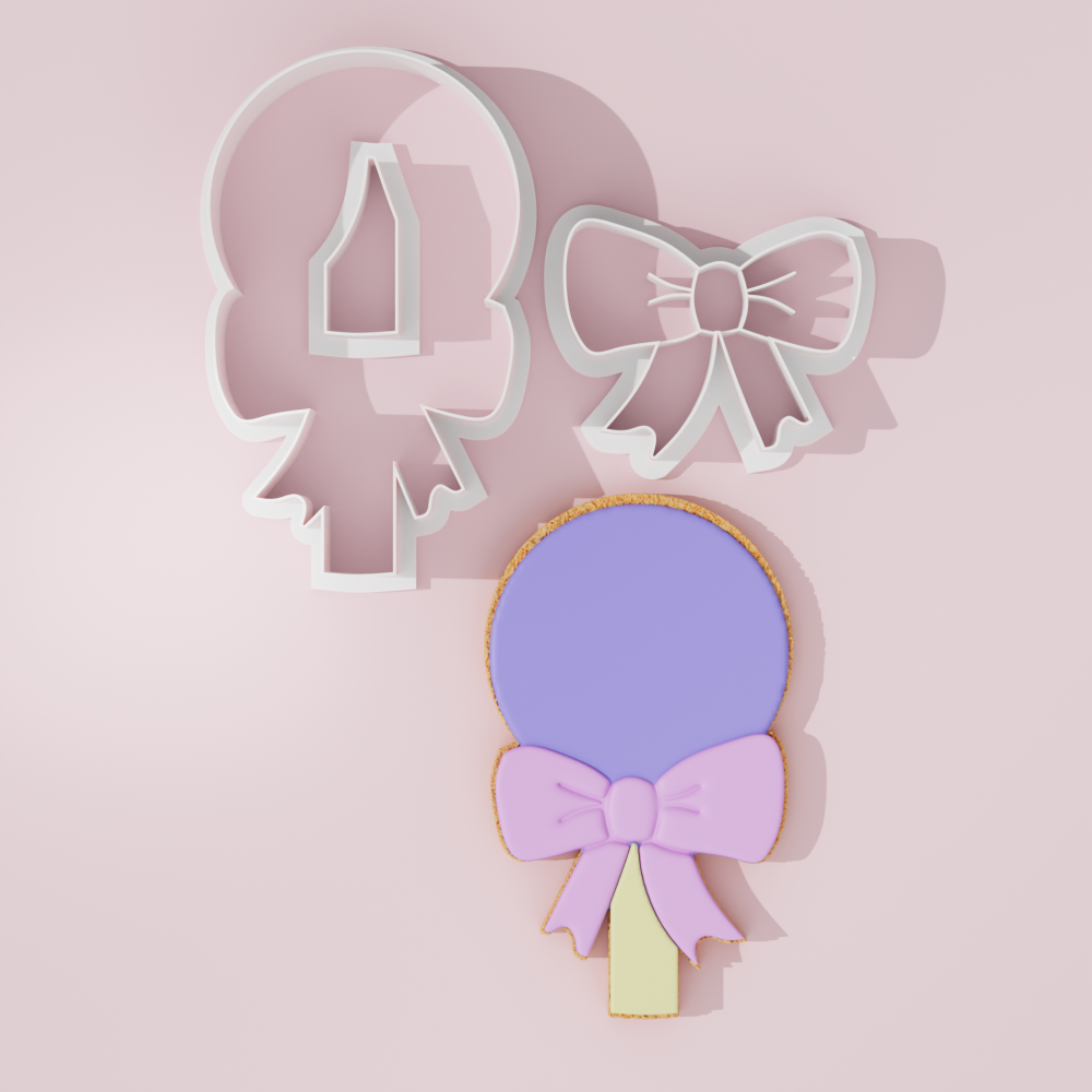 Baby Shower Rounded Rattle with Bow Cookie Cutter
