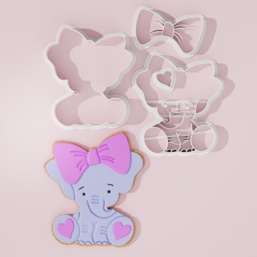 Elephant with Bow Cookie Cutter