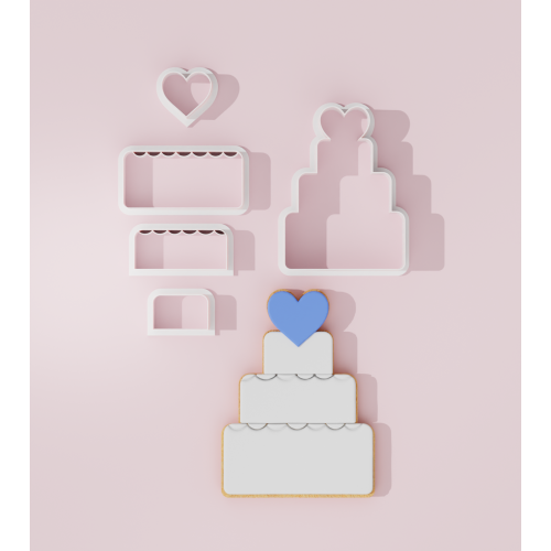 Wedding Cake with Heart Cookie Cutter